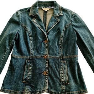 St. John's Bay Denim Blazer Jacket Sz Petite‎ L | Tailored Timeless Capsule